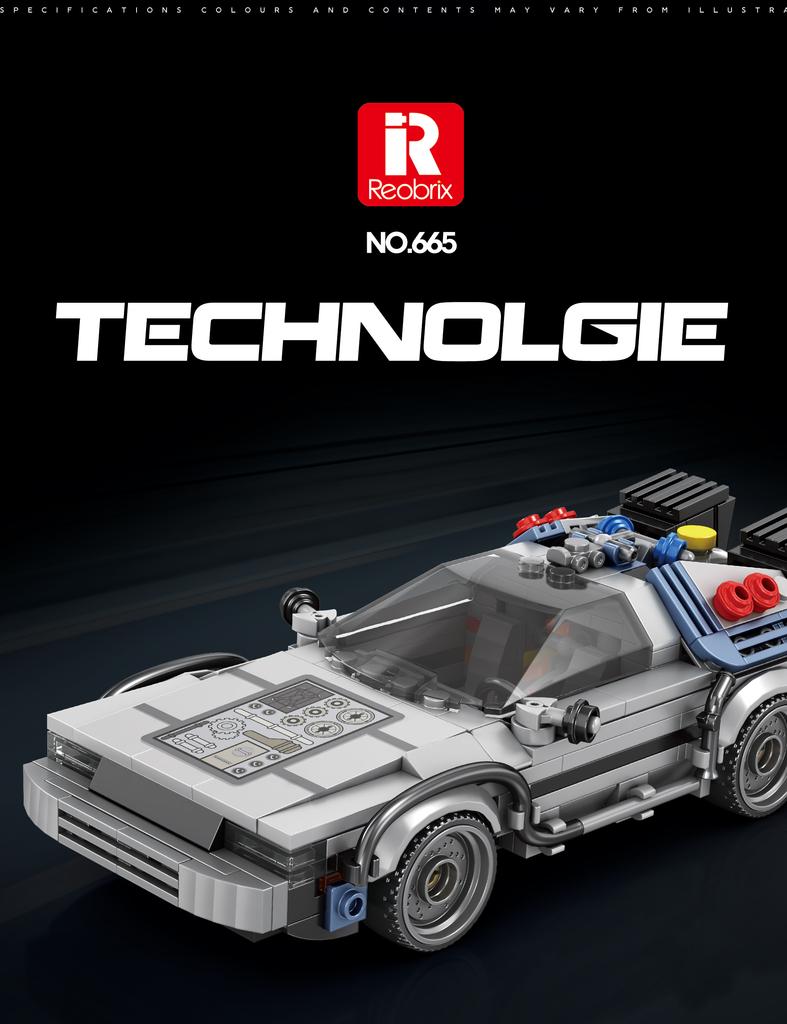 405 Teile Klassische DMC Auto Bausteine Zukunfts-Sportwagen Modell Steine Schreibtisch Dekorationen Pädagogisches DIY Spielzeug für Kinder Feiertagsgeschenke