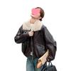 Women's Autumn/Winter 2025 Plus Velvet Plush Lapel Leather Coat - Warm, Thick, Loose, Slimming Cotton Jacket