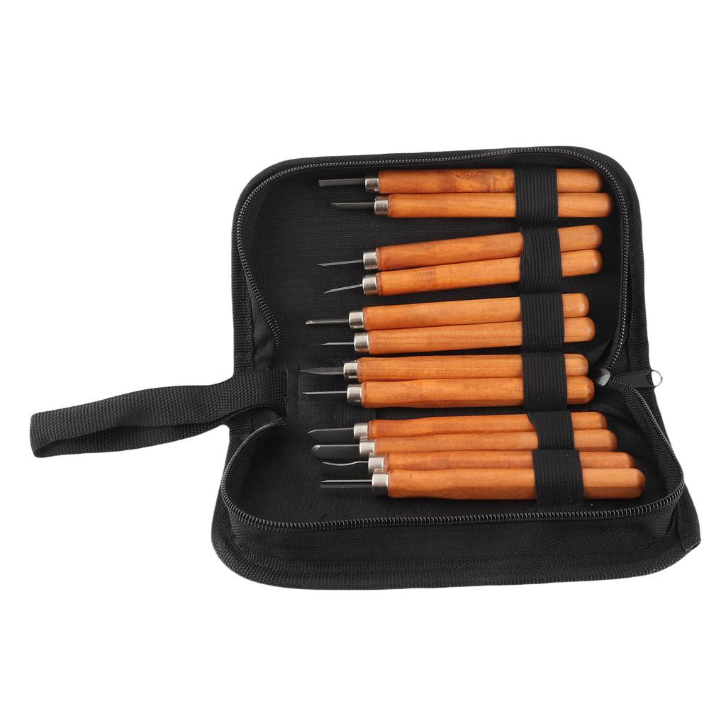 12 PCS Wood Carving Hand Chisel Tool Set High Hardness Complete Tools Guitar Repair Tools with 2 Whetstone for