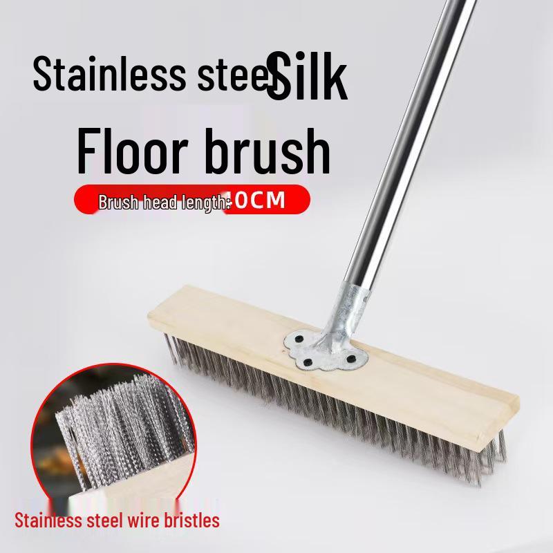 Long Handle Stainless Steel Wire Floor Brush for Cement and Moss Removal