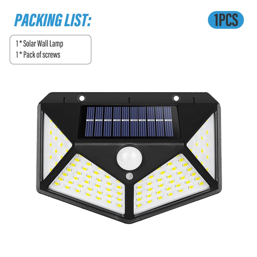 

Уличные светодиодные светильники на солнечных батареях, датчики движения, уличные настенные светильники, 100 светодиодных светильников, 4 боковых светильника для сада, патио, балкона и т. д.