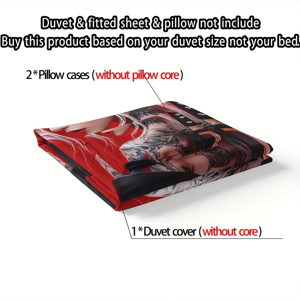 3pcs Samurai Beauty Duvet Cover Set, 1*Duvet Cover, 2*Pillowcases Core Not Included, Samurai Beauty 3D Digital Print Bedding Kit