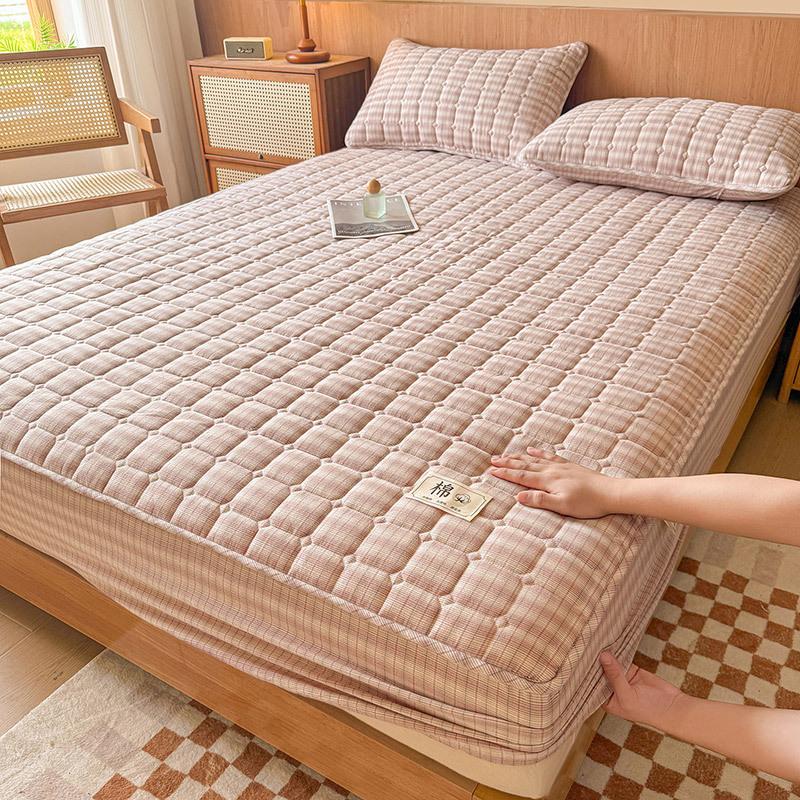 Klasse A Reine Baumwolle Gewaschene Baumwolle Baumwolle Einzel-Spannbettlaken Verdickte gesteppte Bettdecke Matratzen-Schutzbezug Abdeckung Staubdicht und Rutschfest