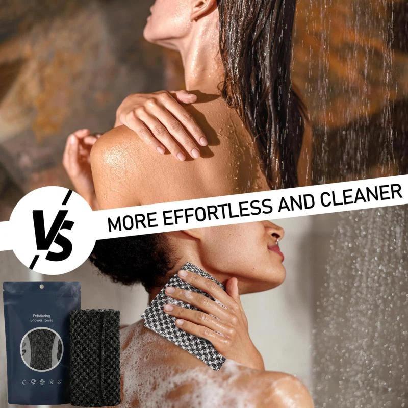 1Pcs Exfoliating Nylon Bath Towel Black Check Deep Clean Body Scrub Soft Comfortable Shower Towel For Home Skin Care