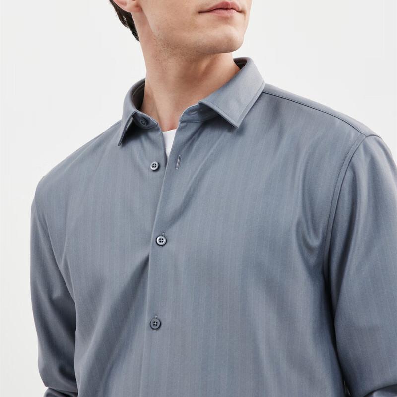 SEPTWOLVES Men's Anti-Static Striped Down-Padded Long-Sleeve Shirt