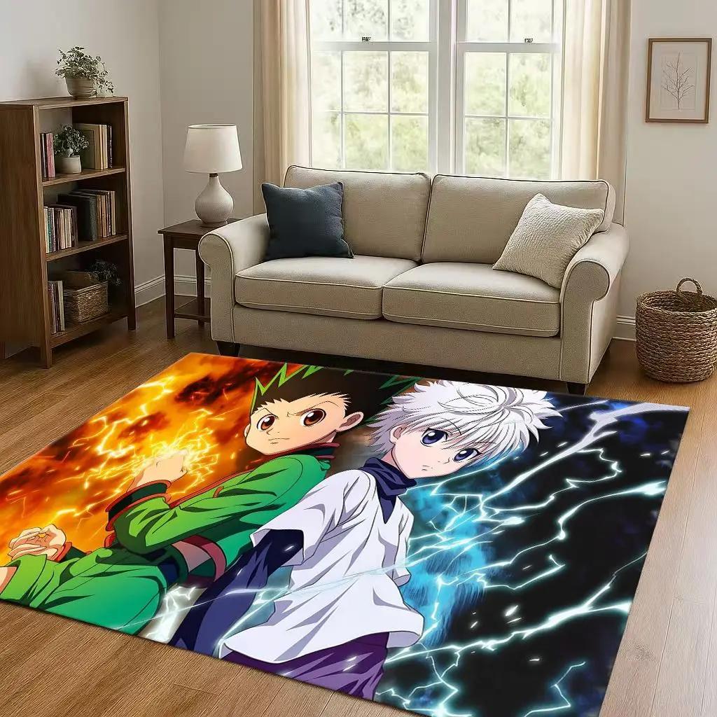 3D Anime Hunter X Hunter Killua Cartoon Living Room Non-Slip Area Rug Carpet for Bedroom Playroom Sofa,Home Decor Doormat Kids