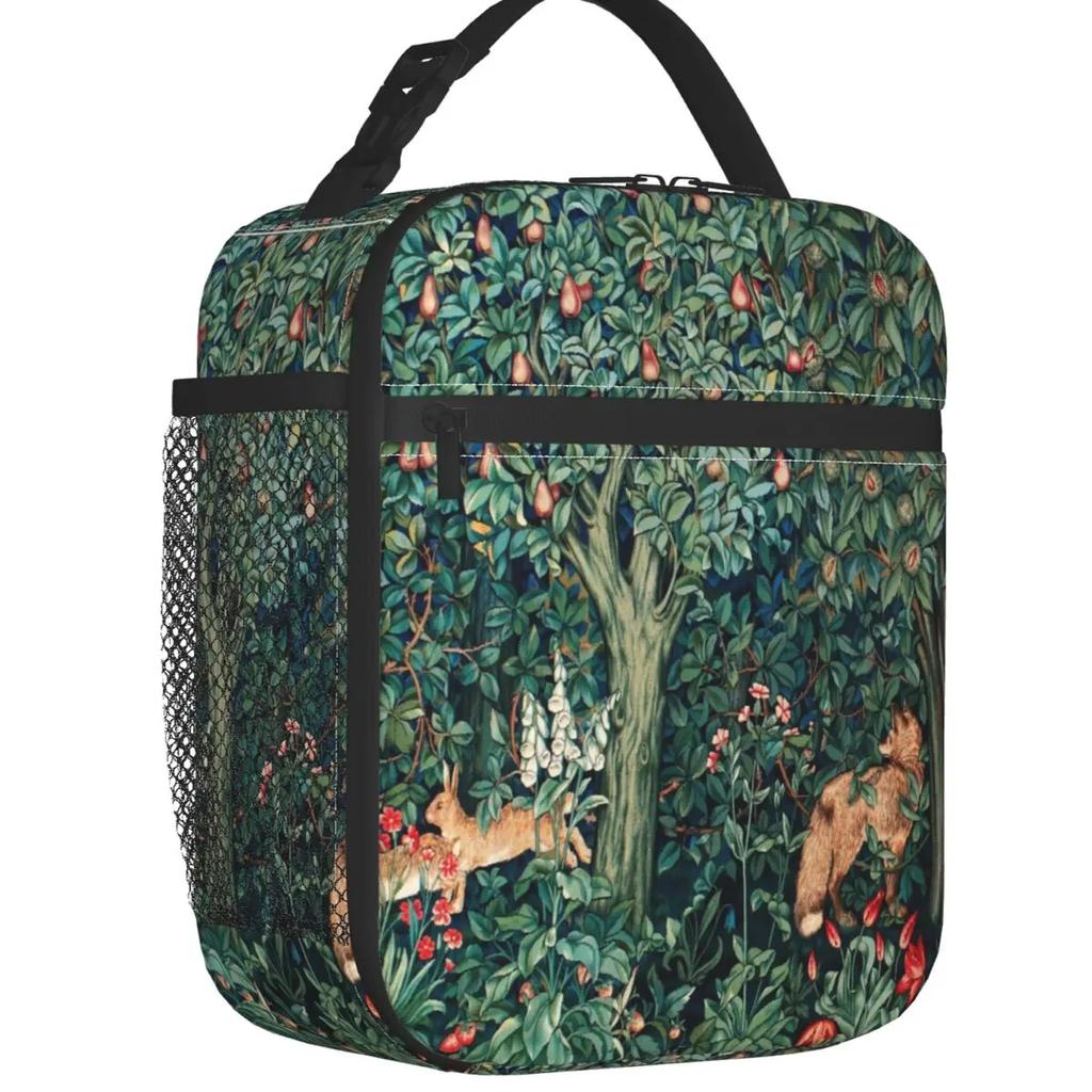 William Morris Vintage Thermal Insulated Lunch Bags Floral Textile Pattern Portable Lunch Container Camp Travel Storage Food Box