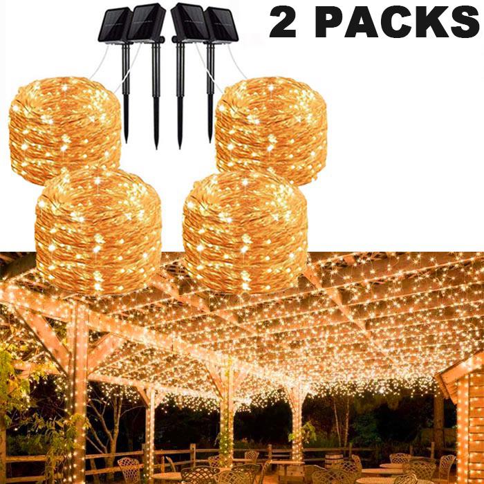 

2 упаковки солнечных гирлянд 300/200/100 светодиодных уличных водонепроницаемых 8 режимов, мерцающие панели, солнечные гирлянды, украшения