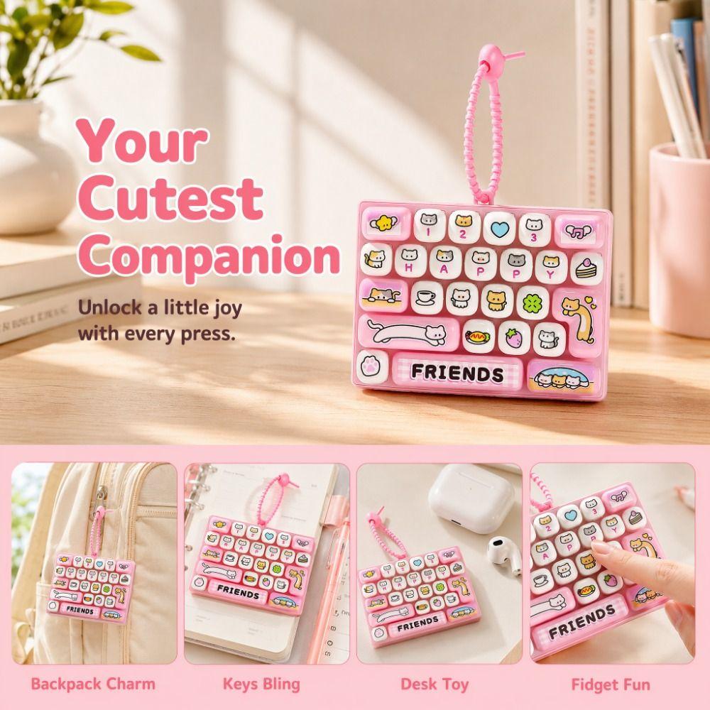 Creative 26 Keys Keyboard Fidget Keychain 26 Keys Keyboard Keychain  Party Favor Gift