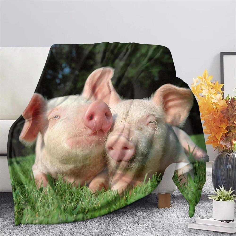 Cute Pig Pink Fleece Blanket Soft Warm Bedroom Throw Blanket On Bed Sofa Bedding Travel Sherpa Blankets for Adult Kids Quilt