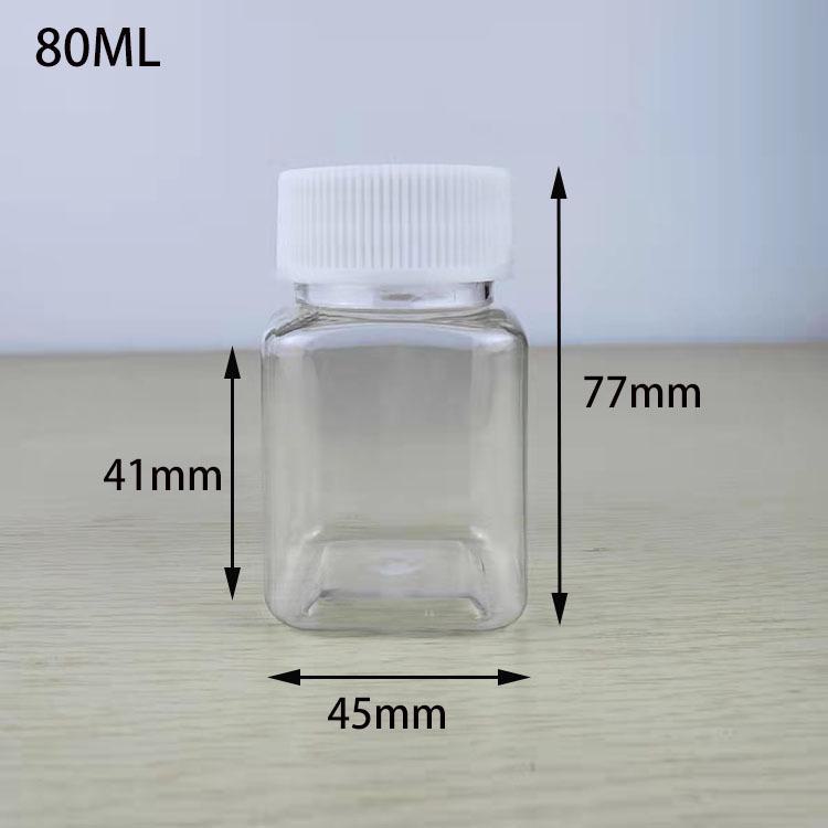 30, 100, 250 ml transparente PET-Weithalskapselflasche mit versiegeltem Deckel