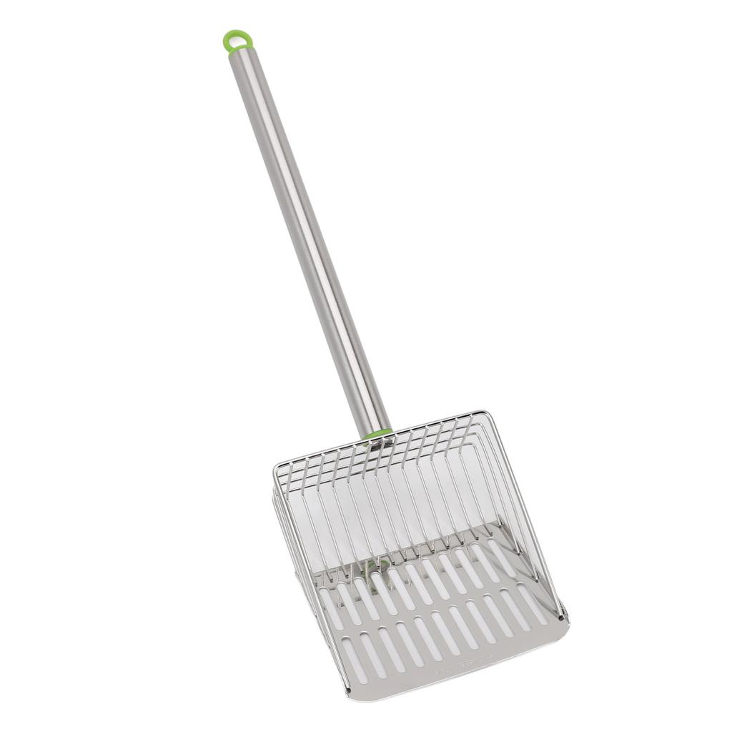 Hühnerkot Schaufel Langer Griff Edelstahl Antihaft Lamellen Streu Siebschaufel für Hühner Haustier Katze Grün