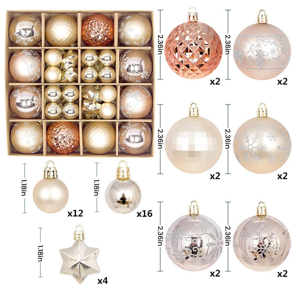 44Pcs Xmas Balls Decoration Plastic Christmas Tree Ornaments Xmas Decorative Hanging Ornaments for Christmas Tree Decorations