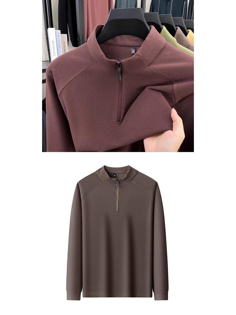 Men's Woodpecker Half-Zip Stand-Up Collar Long-Sleeve German Velvet Sweatshirt
