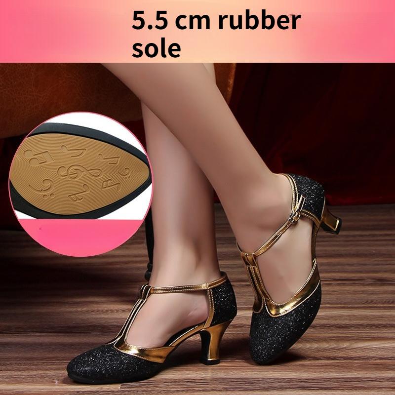 Women's Adult High-Heel Ballroom Dance Shoes with Soft Soles for Outdoor Use