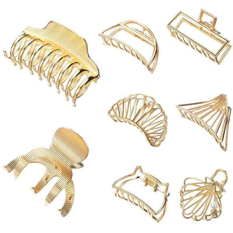 Fashionable Gold Metal Hair Claw Clips Chic Headwear For Daily And Special Events