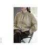 Original Women's Retro Green Hemp Stand-up Collar Embroidered Casual Shirt - New Chinese Style