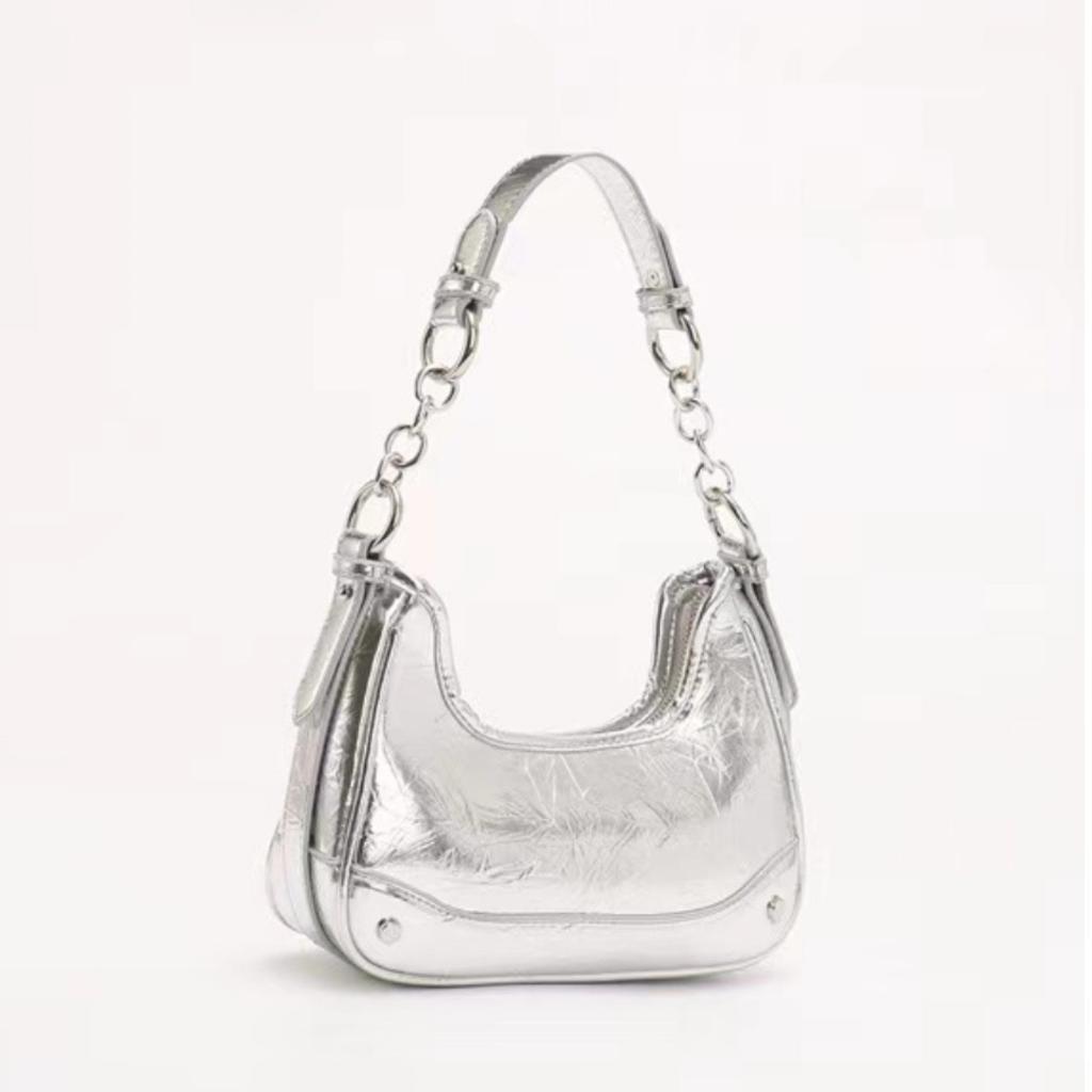 Silver Underarm Bag for Women Summer 2025 Niche Simple Shoulder Bag Commuting High-Quality Dumpling Bag Trendy