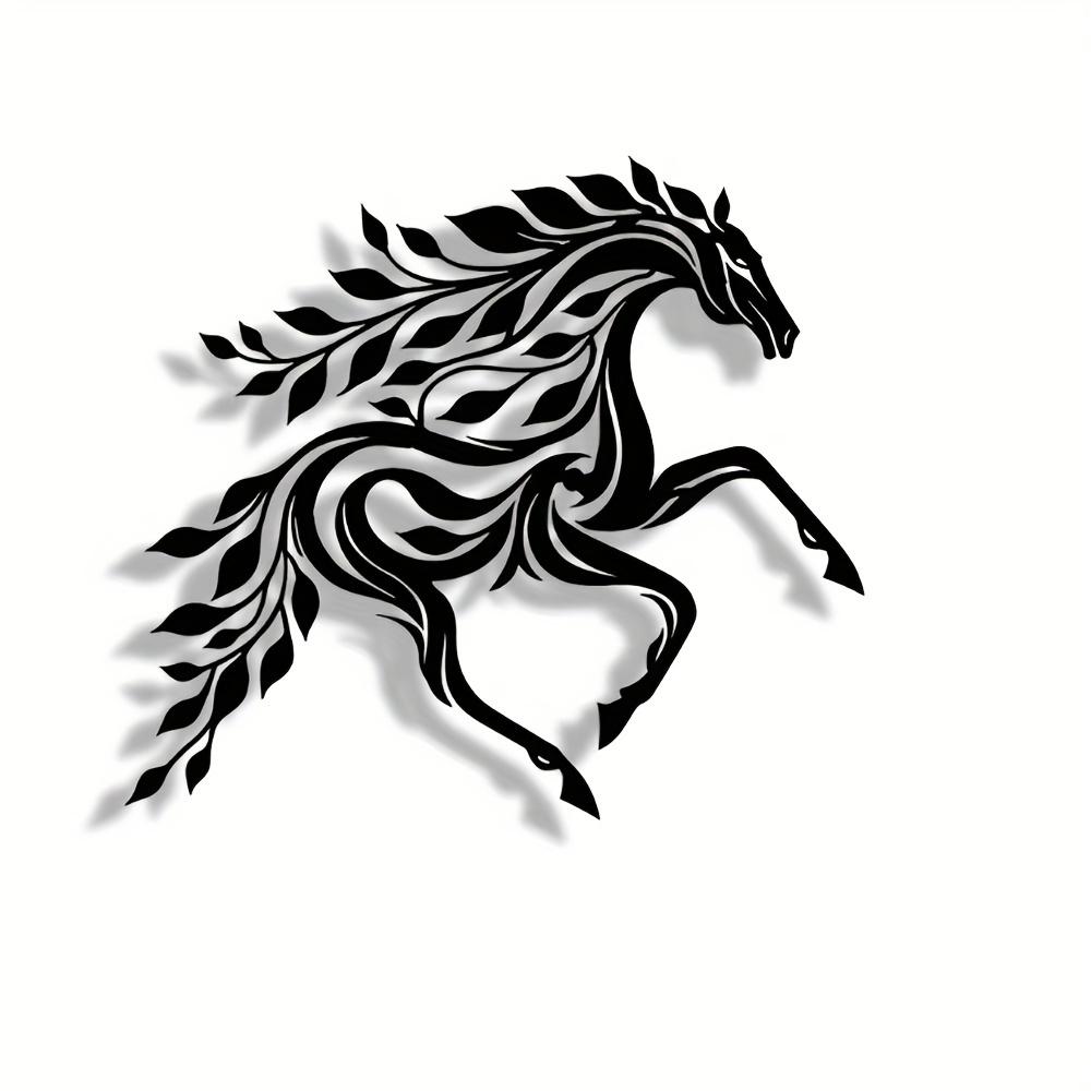 1pc Tree Horse Metal Wall Art, Minimalist Silhouette Decor for Home Living Room Office Bedroom Terrace Kitchen Courtyard Shop Cafe Dance Hall Bar