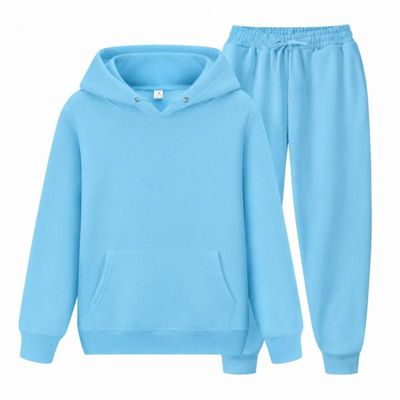 Mens Hooded Sweatshirt Set Winter Fleece Lined Top Jogger Pants Two-Piece