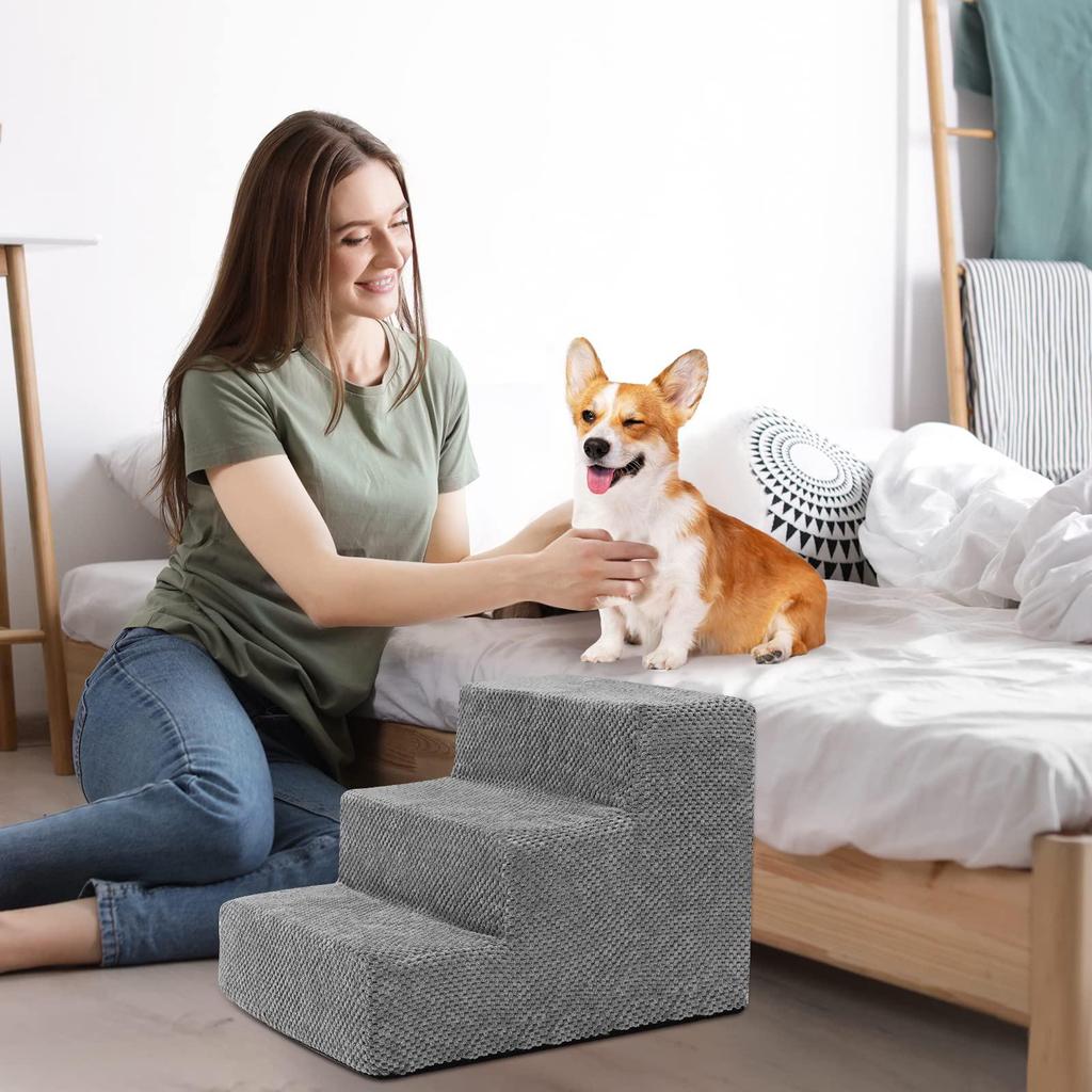 Rutschfeste Schwammleiter für Haustiere für Sofas und Betten: Hunde- und Katzentreppen mit abnehmbarem Bezug