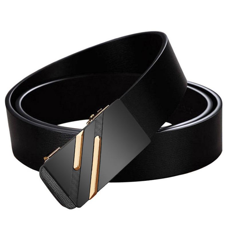 Belt Men'S Genuine Leather Toothless Automatic Buckle Cowhide Belt Casual Youth Business Non-Porous Belt