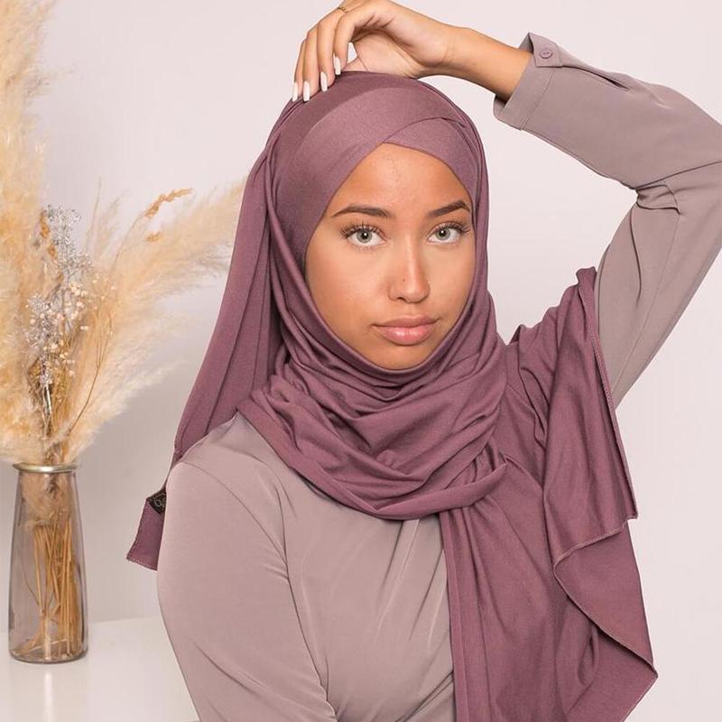 Muslim Cross Tie Jersey Instant Hijab Good Stitch Stretchy Scarf Soft Turban Plain Headband Wraps Foulard