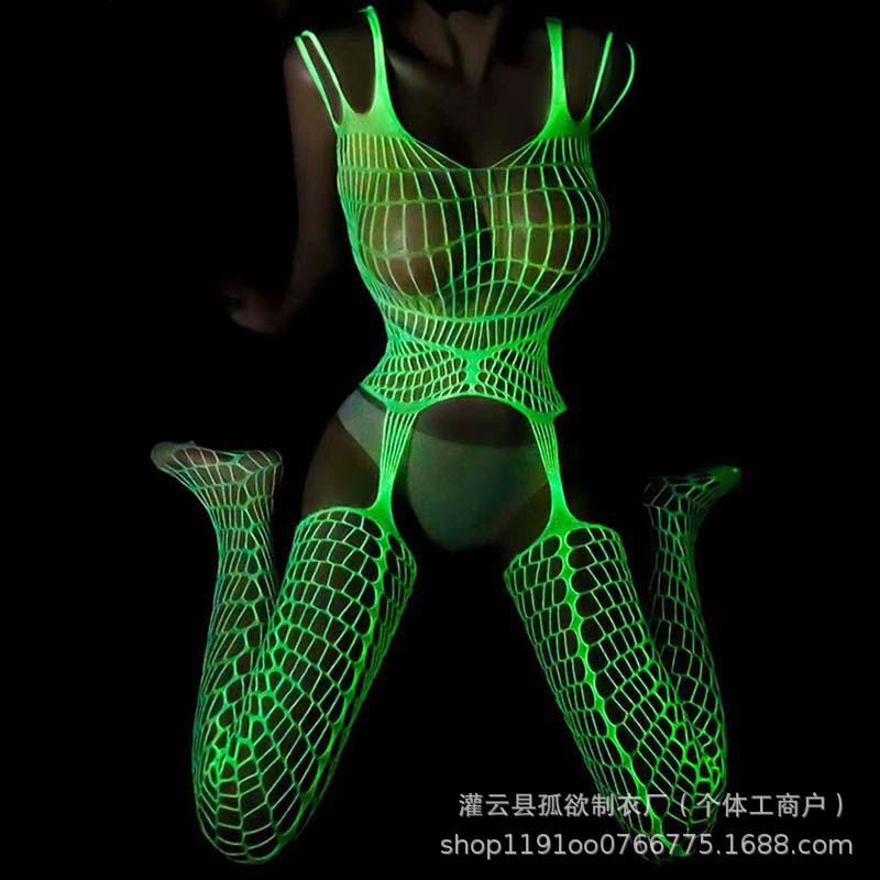 Luminous onesie cool luminous reflective sex pantyhose hollow sex bottom socks underwear
