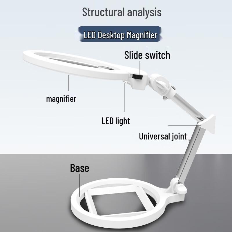 MIXOUT Klappbare Schreibtischlupe mit LED-Licht