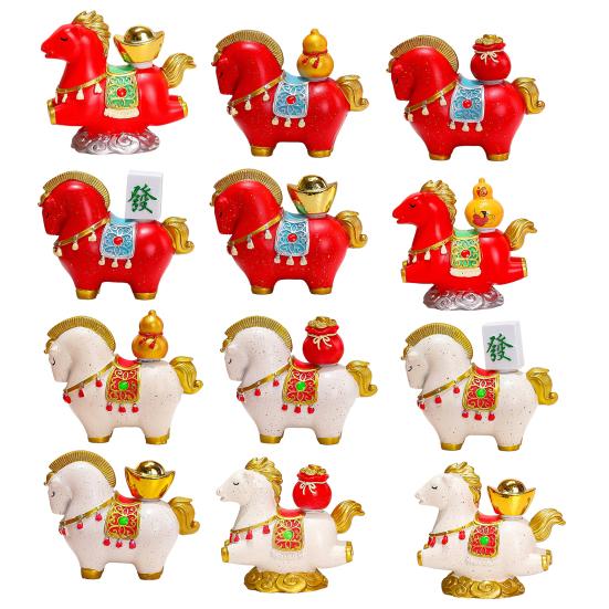 Cartoon Horse Figurine Chinese Style Year of The Horse Statue Bring Wealth Fortune Lucky