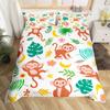 Cute Monkey Bedding Set Full Twin Cartoon Banana Stars Duvet Cover Tropical Wild Animal Fruit Comforter Cover Yellow Quilt Cover