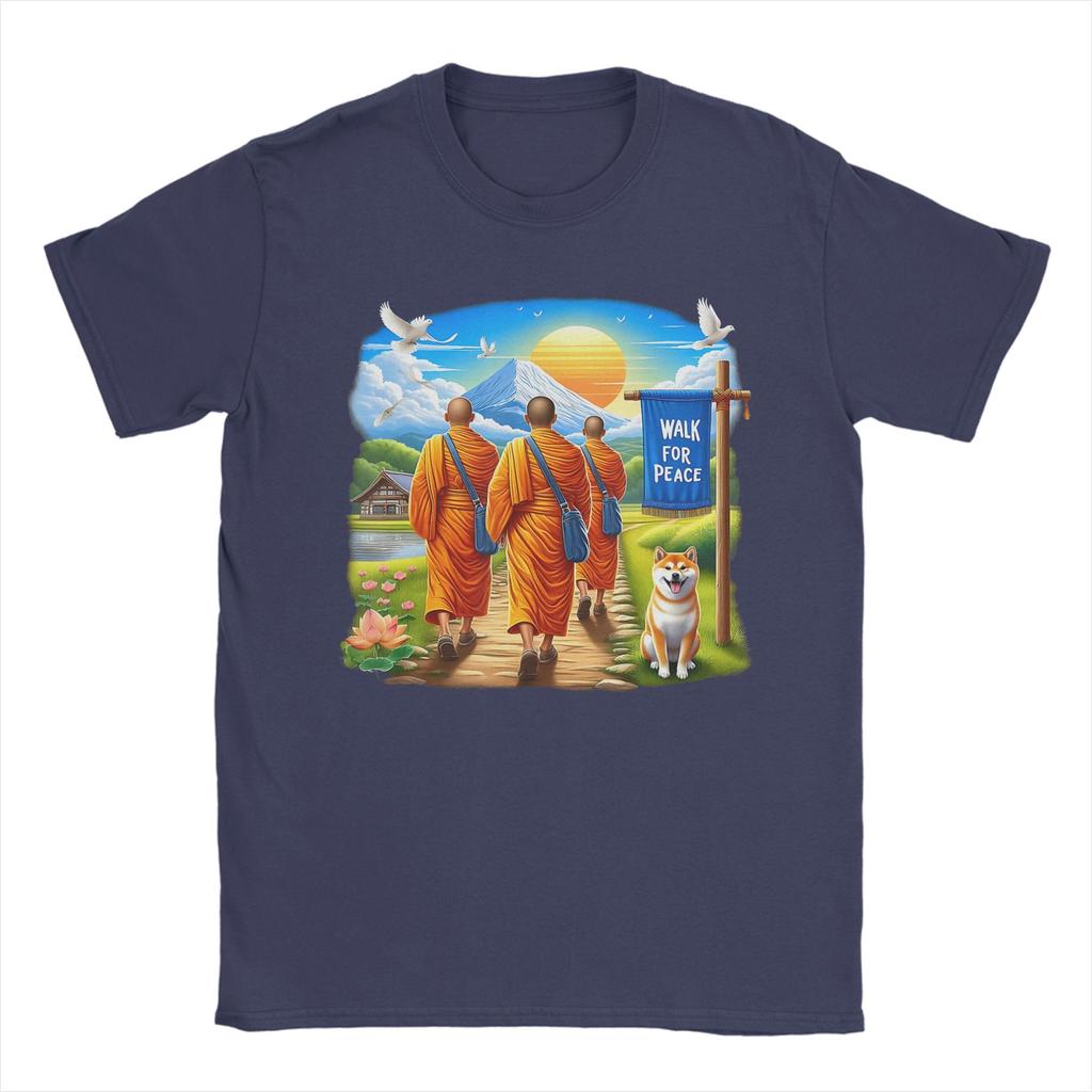 Zen Art Walk for Aloka Peace Walking Monks T Shirt Summer Cotton T Shirts Unisex Hip Hop Tee Shirt Short Sleeves Awesome Top Tees