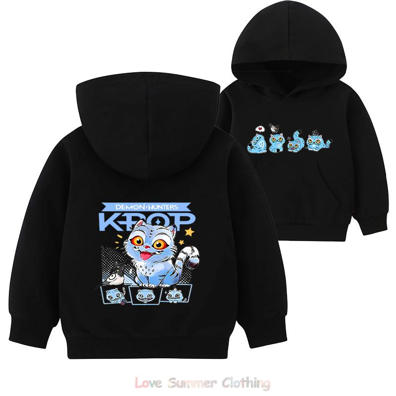 KPop Demon Hunters Hoodie Girls Kids Hooded Sweatshirt  Girls Pullover Hoodies Polyester Outerwear Children's Clothing