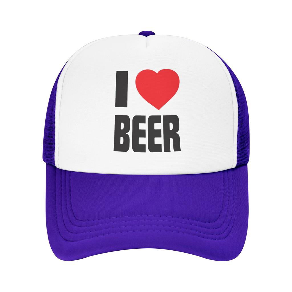 I Love Beer Trucker Hat Breathable Mesh Baseball Cap Casual Adjustable Summer Unisex Adult Headwear
