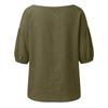 Damen Sommer Mode Farbe Quadratischer Kragen Knopf Fünf Viertel Ärmel Hemd Lässiger Pullover Top