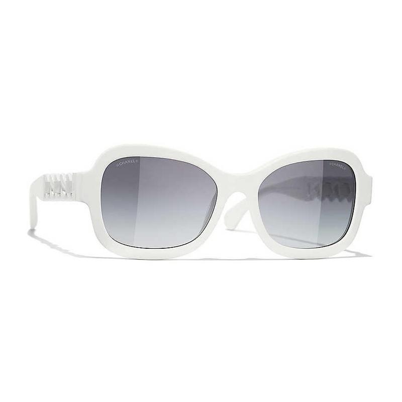 CHANEL Classic Comfort Driving Acetate Frame Butterfly Sunglasses Women's White