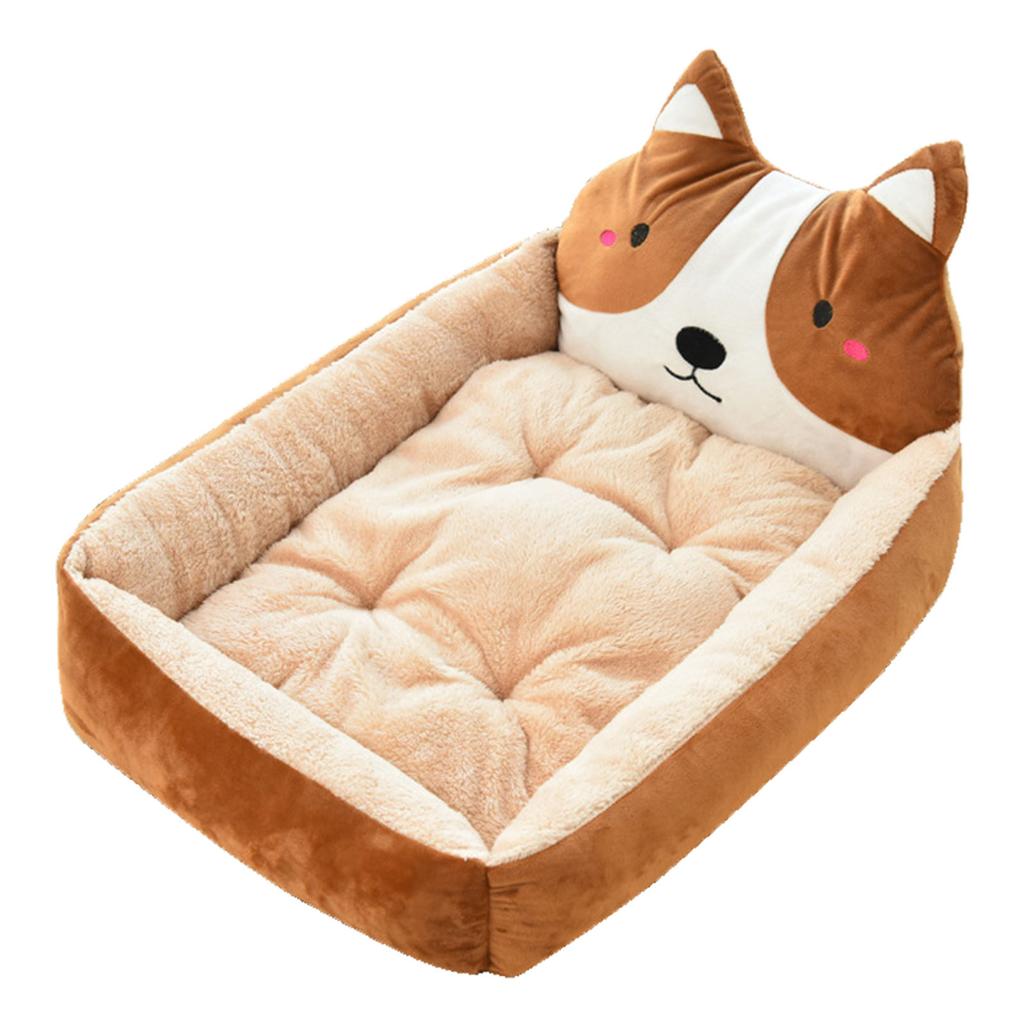 Cartoon Dog Bed Winter Warm Cute Washable All Seasons Pet Kennel Bed for Dogs Cats Pets Coffee