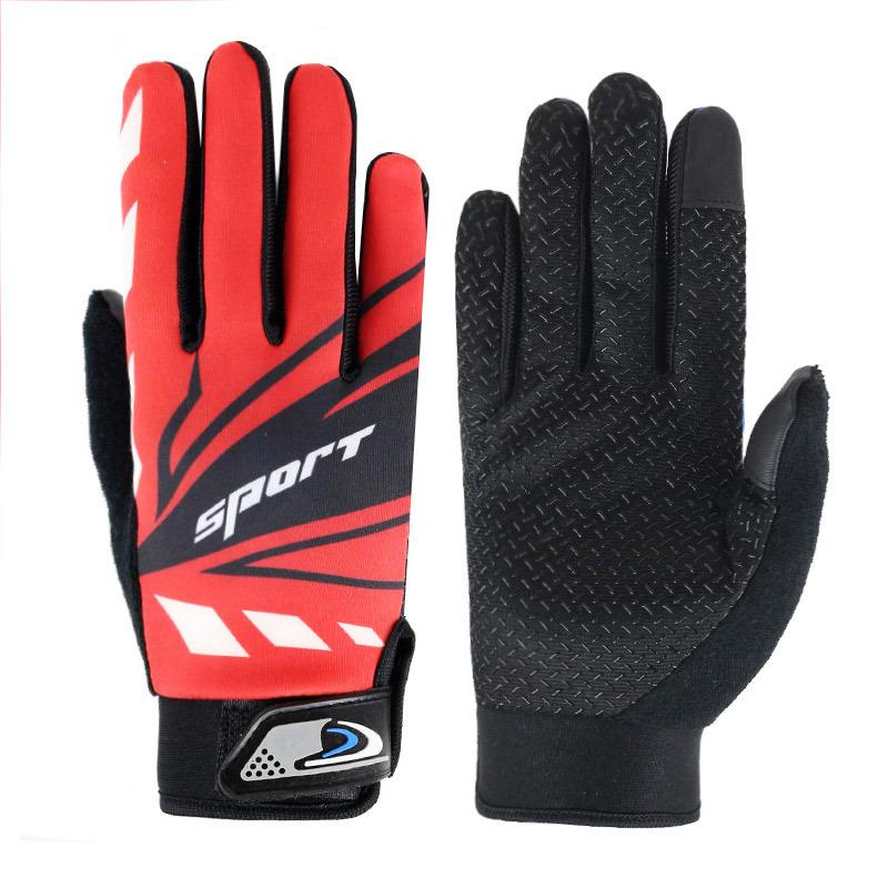 

Велоперчатки летние защита от солнца для улицы с полными пальцами противоскользящие для фитнеса красный