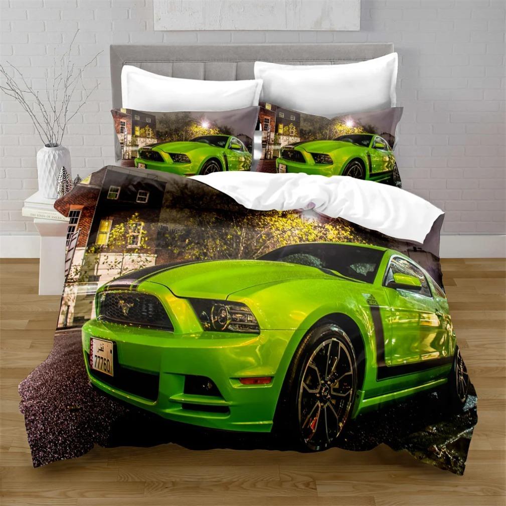 For Teens Boys 2/3Pcs Polyester Quilt Cover,Sports Car Bedding Sets 3D Digital Printed Duvet Cover Sets Full Size