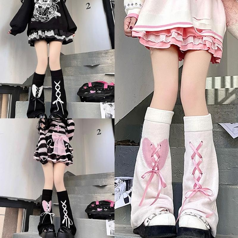 Summer Solid Bandage Pile Sock Bows Sweet Pantyhose Subculture-Japanese-Cute Style Jokers Leg Covers for Womens