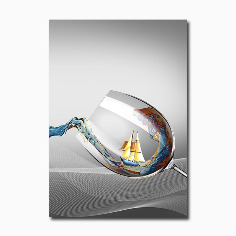 

Плакат с золотой лодкой и чашкой, современная абстрактная картина на холсте, скандинавские постеры и принты, настенные художественные фотографии для гостиной, домашний декор 30x60cm No Frame лазерная лимонного