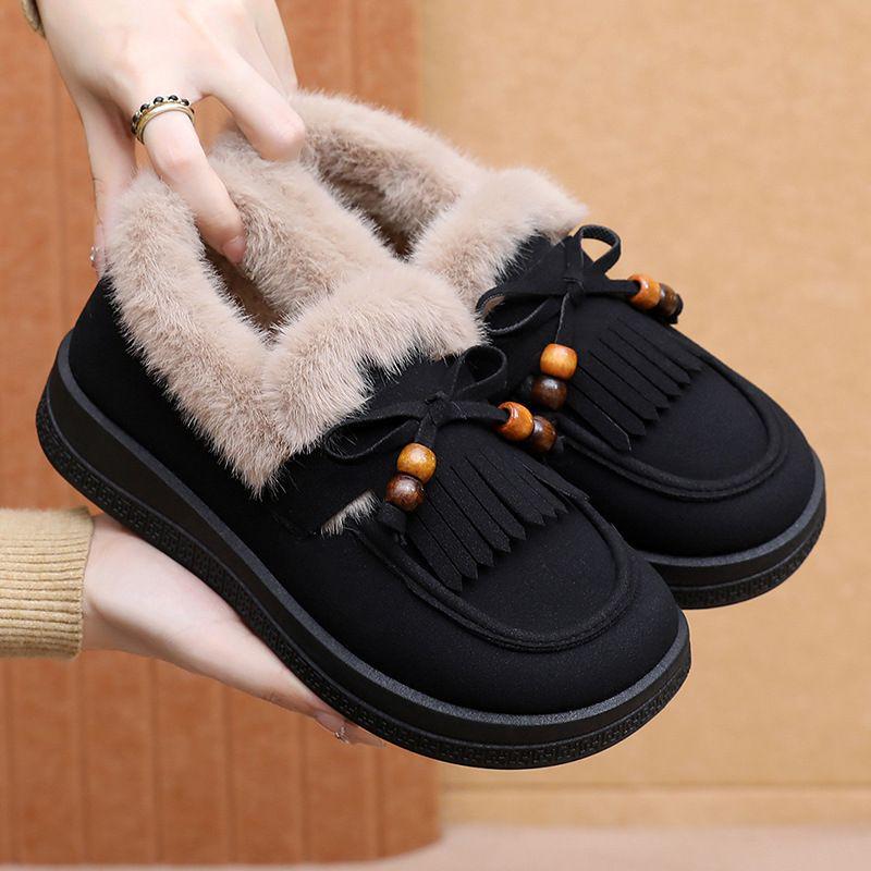 Birkenstock Women's Cotton Winter Loafers - Plus Velvet Warm Furry Casual Retro Shoes