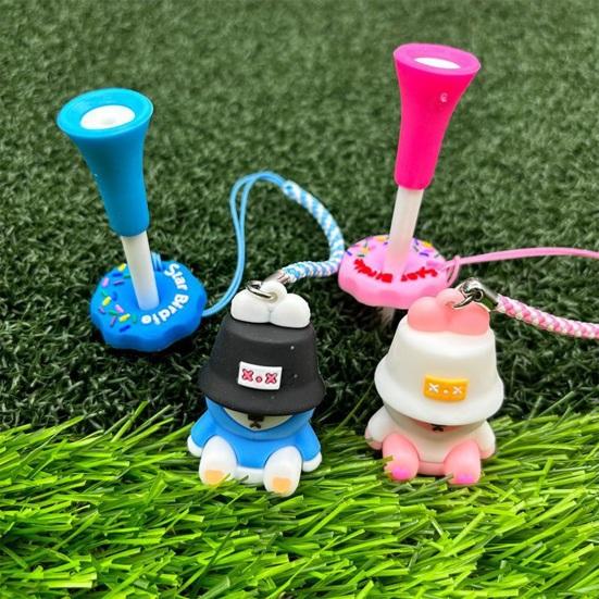 Cartoon Anti Lost Golf Tee Hanger with Tee Plastic Donut Design Golf Tee Ring with Strap Loss Prevention Golf Tee Holder for Men Women Golfers