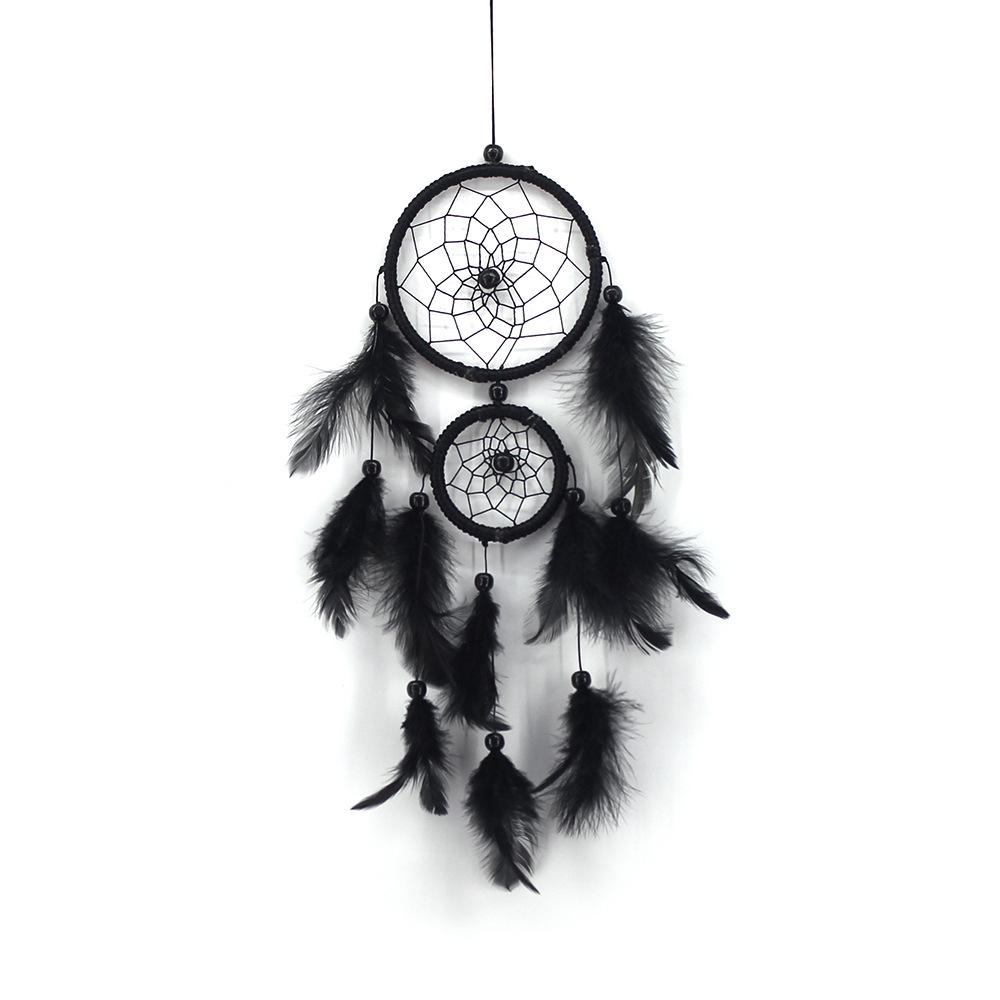 White Two-Ring Feather Dream Catcher Wind Chime for Home, Wedding, or Christmas Decoration