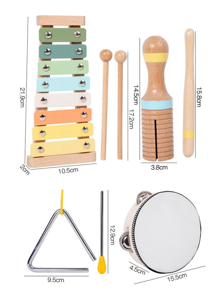 Wooden Musical Percussion Set for Kids - 9-Piece Educational Toy