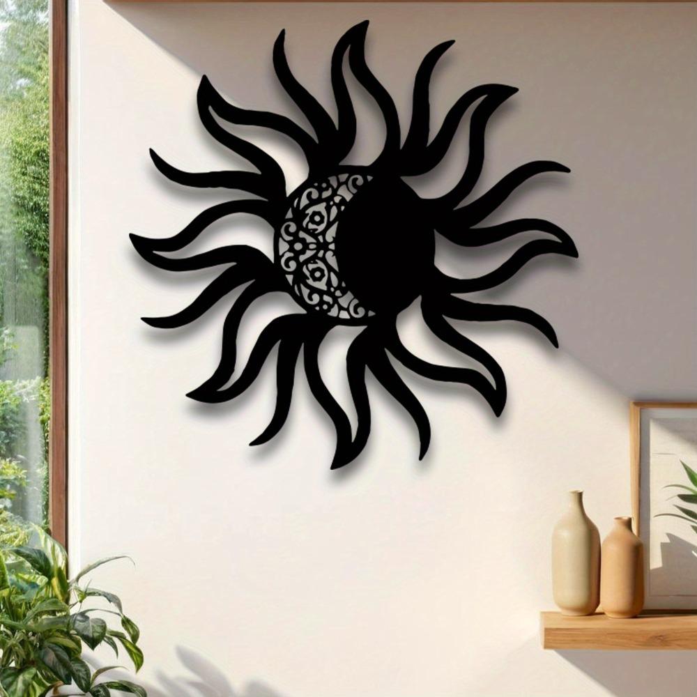 Sol och Måne Väggkonst Metalldekor Skulptur för Hem Halloween Julklapp