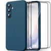 Silicone Case - BOOLING - for Samsung Galaxy S26 - Anti-Scratch Navy Blue - 2 Tempered Glasses