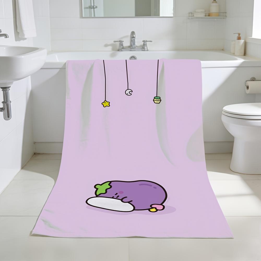2D Flat - 1pc Purple Eggplant-Themed Beach Towel | Soft,Skin-Friendly,Non-Shedding, Easy To Clean, Durable, Resistant To Pilling