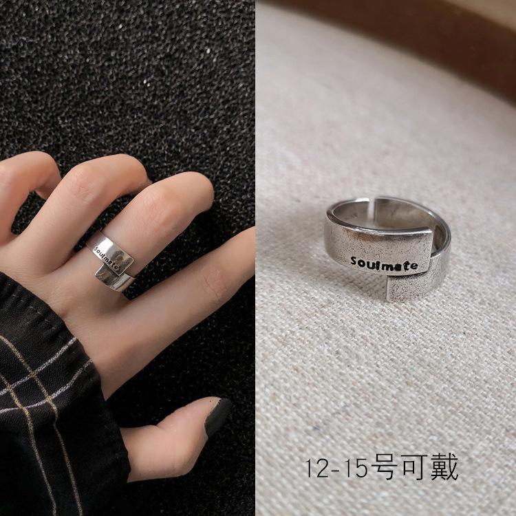 Style Korean Trendy 925 Silver Ring For Women Open Adjustable Finger Jewelry Elegant