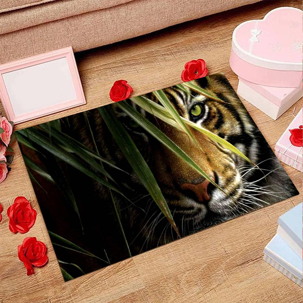 1pc Tiger Doormats Home Carpet Bathroom Absorbent Mats Anti-Slip Mats Home Decor Supplies Carpets Home Kitchen Floor Mats